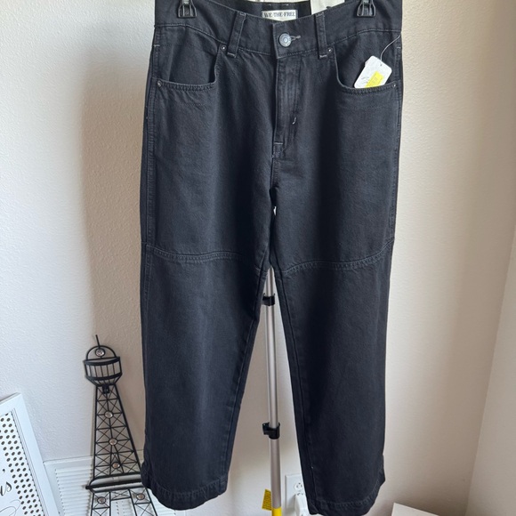 NWT Free People Benji Relaxed Wide Leg Jeans Dark Denim Sz 28 - Picture 3 of 10
